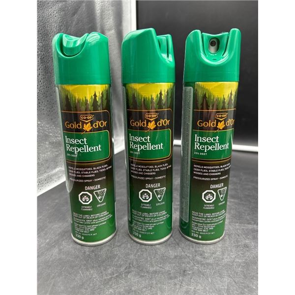 Co-op Gold Insect Repellent 25% Deet 230 g Aerosol Cans – Lot of 3