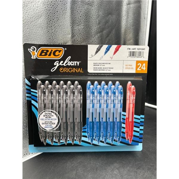 BIC Gel-ocity 24-Count Gel Pen Set with Black, Blue, and Red Ink