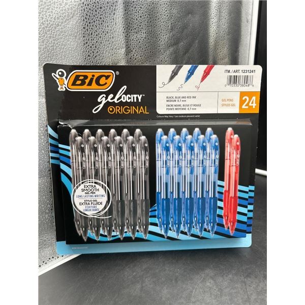 BIC Gel-ocity 24-Count Gel Pen Set with Black, Blue, and Red Ink