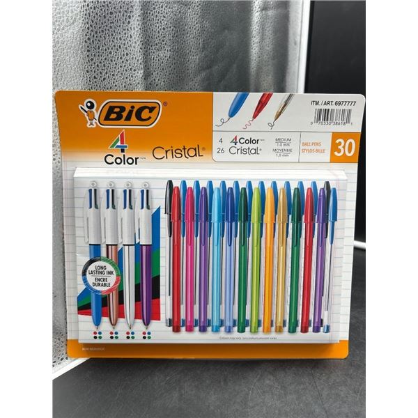 Bic 4-Color Cristal Ballpoint Pen Set – 30 Pens in Multi Colors