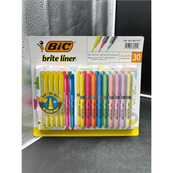 BIC Brite Liner Grip Highlighter Pack with 30 Assorted Colors