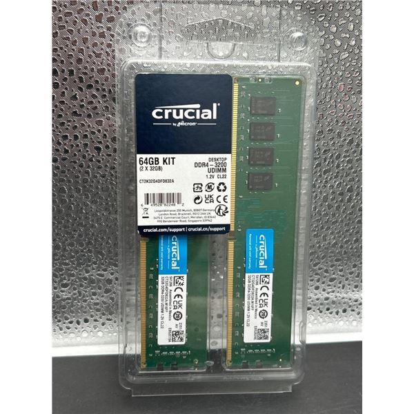 Crucial 64GB Kit (2x32GB) DDR4-3200 UDIMM Desktop Memory 1.2V CL22