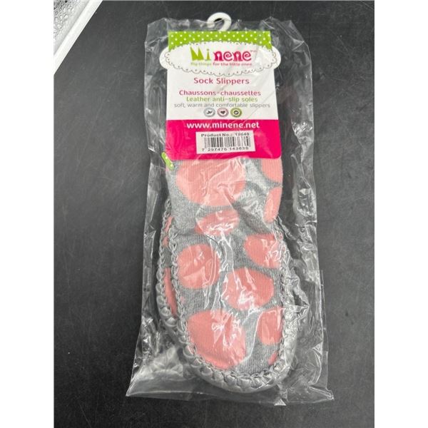 Minene Sock Slippers  Anti-Slip Soles, Size 6-12 Months