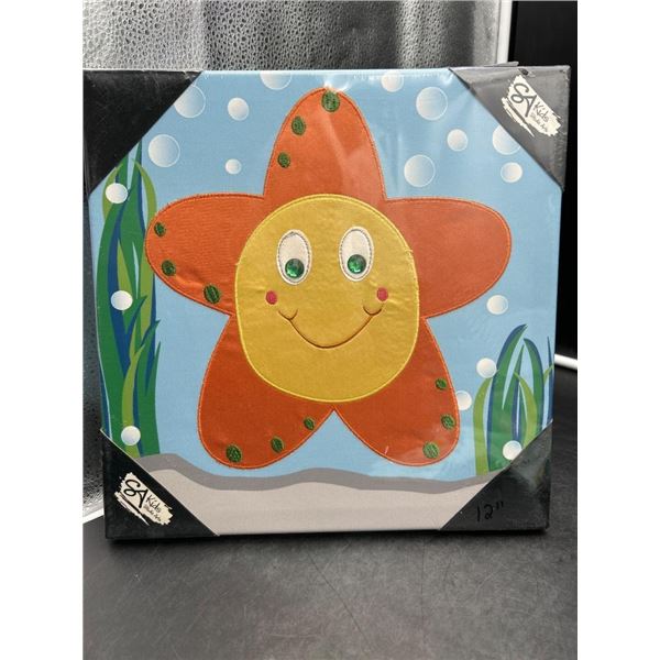 12-Inch Square Wall Art Featuring Starfish Design