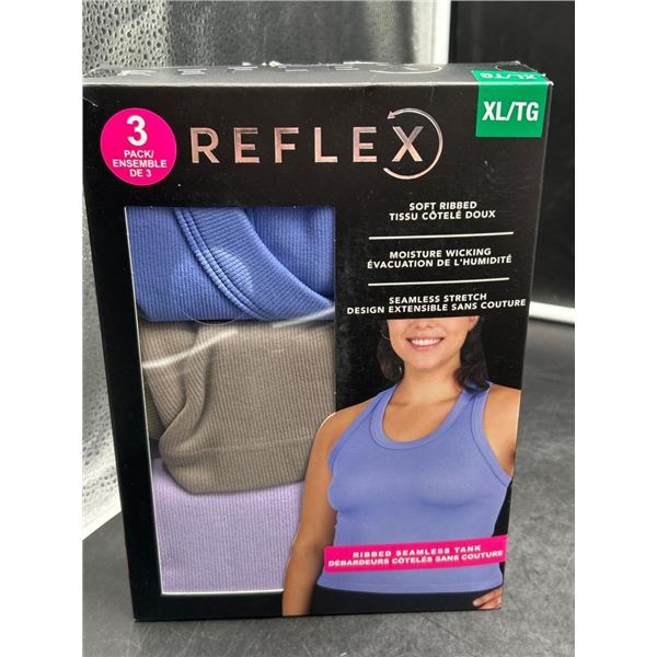 Reflex 3-Pack Ribbed Seamless Tank Tops in XL Size