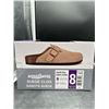 Image 1 : Aquatherm Suede Clog Size 8 Taupe With Adjustable Buckle