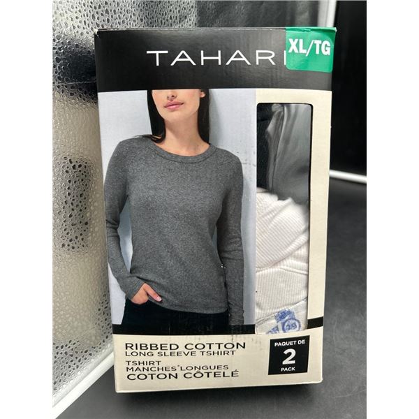 Tahar XL Ribbed Cotton Long Sleeve T-Shirt 2-Pack
