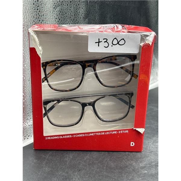Pack of 2 Reading Glasses +3.00