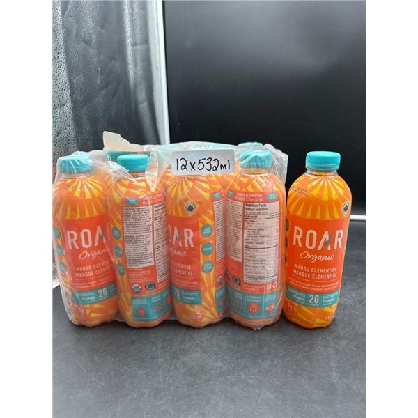 Lot of 12 x 532ml ROAR Organic Mango Clementine Electrolyte Beverages