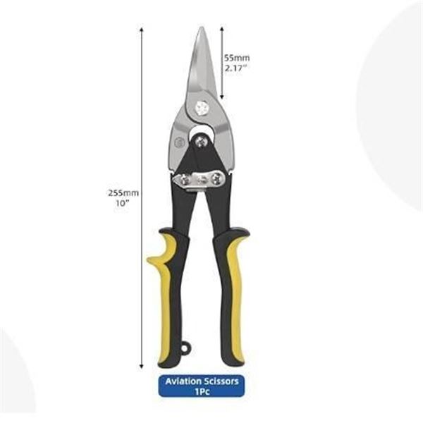 Amazon Basics Straight Cut Aviation Snip, Yellow and Black Handle