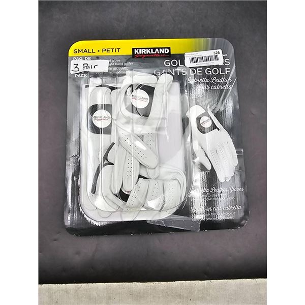 Kirkland Signature Golf Gloves, Small, 3 Pair Pack, Cabretta Leather