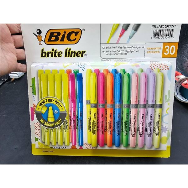 BIC Brite Liner Highlighters – Assorted Colors – Pack of 30