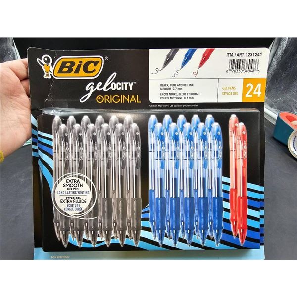 BIC Gel-ocity Gel Pen Set, Medium Point (0.7 mm), Black, Blue, and Red Ink, 24 Count