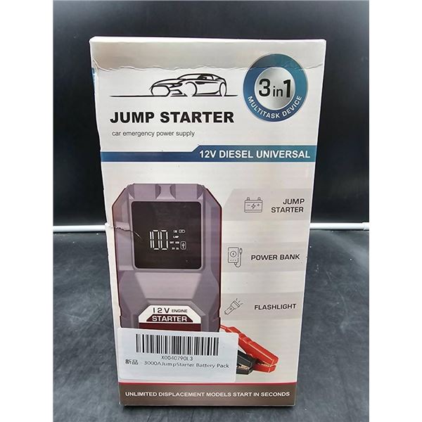 12V Diesel Universal Jump Starter with Power Bank and Flashlight