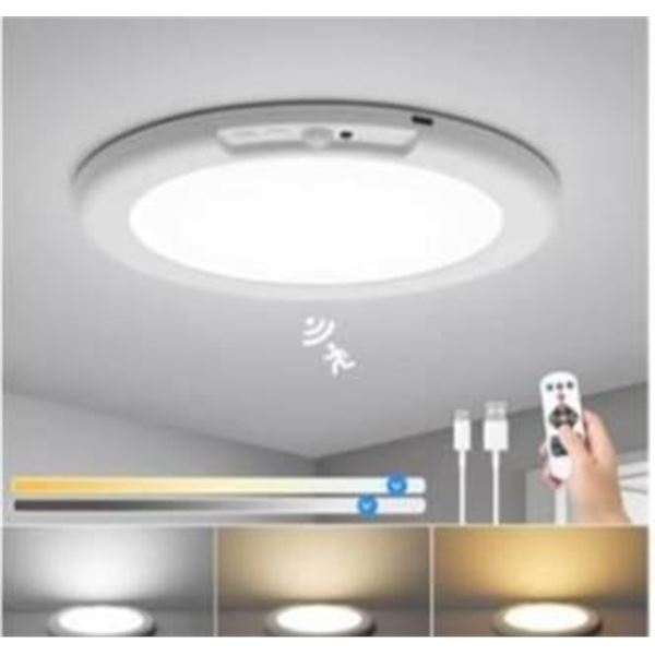 Combuh Battery Operated LED Motion Sensor Rechargeable Ceiling Light, 19CM Round