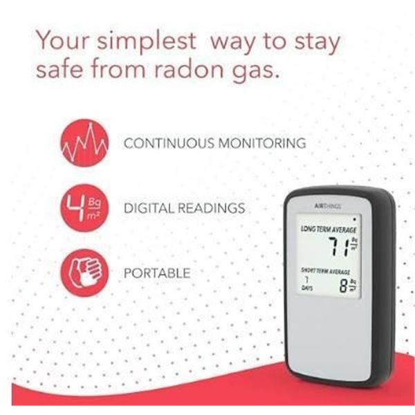 Airthings 223 Compact Portable Radon Detector with Digital Display
