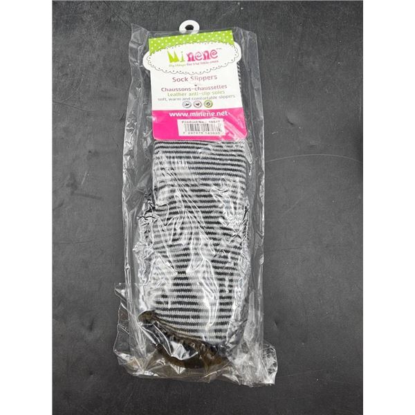 Minene Sock Slippers With Leather Anti-Slip Soles, Size 12-18 Months