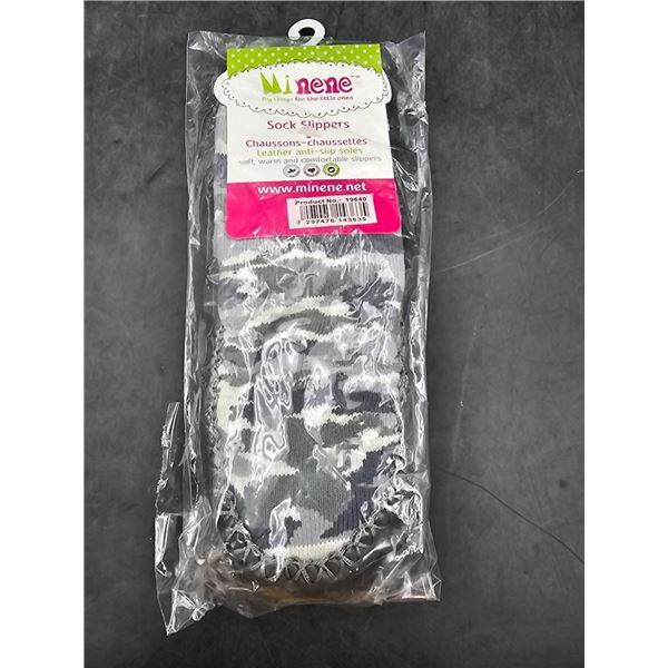 Minene Sock Slippers With Leather Anti-Slip Soles, Size 6-12 Months