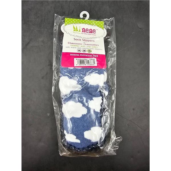Minene Sock Slippers With Leather Anti-Slip Soles, Size 6-12 Months