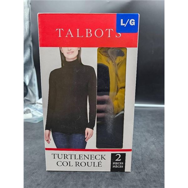 Talbots Women’s Turtleneck, Black, Size L/G, Two Pieces