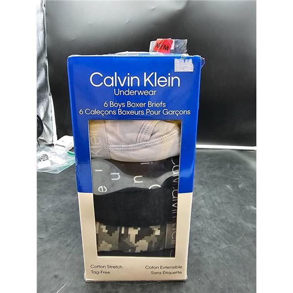 Calvin Klein Boys Boxer Briefs, 6 Pack, Size Large (10-12), Cotton Stretch