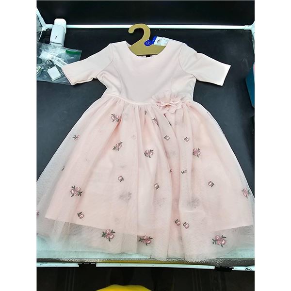 Zunie Girls’ Dress With Floral Embellishments, Size 7, Pink