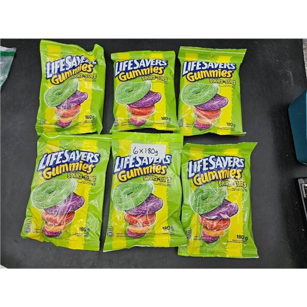 Lot of 6 Lifesavers Gummies Sours 180g Bags