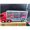 Image 3 : Red Toy Transport Truck With firetruck care & Lego style People