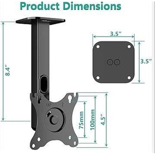 WALI Ceiling Monitor Mount ECS003 with Installation Guide