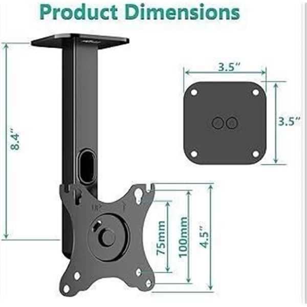 WALI Ceiling Monitor Mount ECS003 with Installation Guide