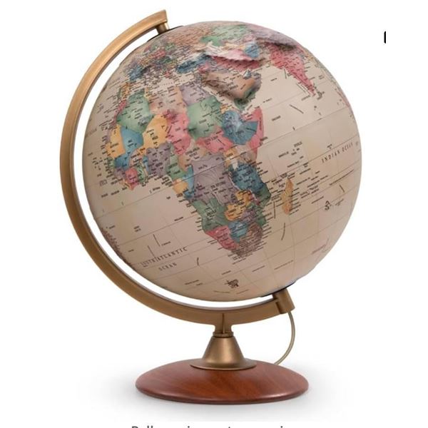 Waypoint Geographic Colombo 12″ Illuminated Antique Ocean-Style World Globe With Raised Rel