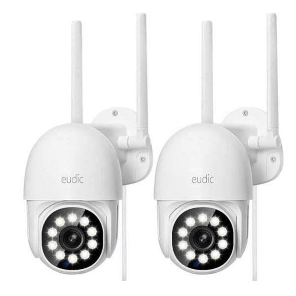 eudic 2K Outdoor Security Camera 2 Pack,4MP 5G/2.4G WiFi Wired,SD/Cloud Storage Camera Surveillance 