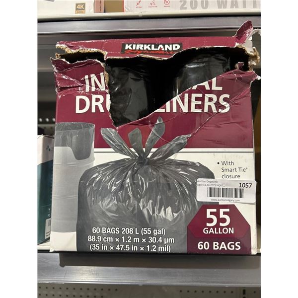 Kirkland Signature 55-Gallon Industrial Drum Liners, 60 Bags, 208 L Capacity