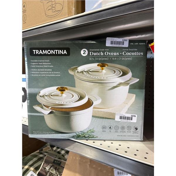 Tramontina Dutch Ovens, Set of 2, 6.5 Qt and 3.5 Qt, White Enameled Cast Iron