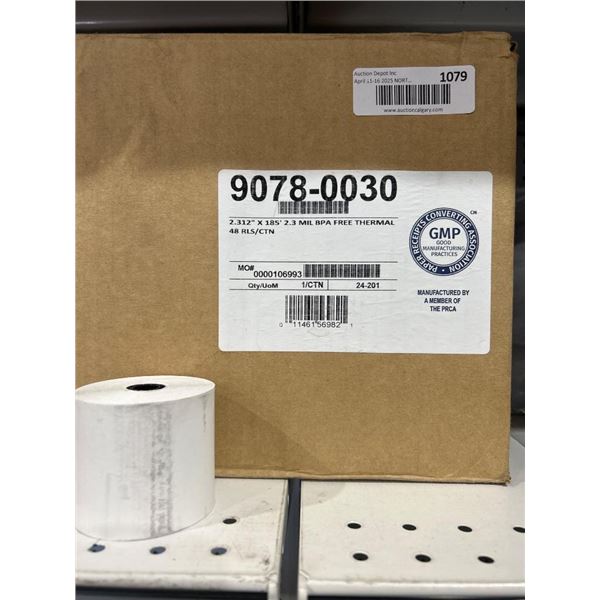 Thermal Roll 9078-0030, 7.332 in x 185 ft, BPA-Free, 48 Rolls