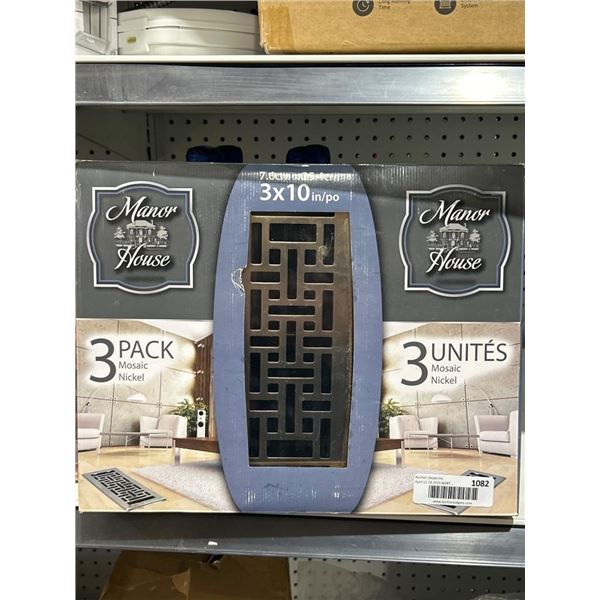 Manor House 3-Pack Mosaic Nickel Floor Register, 3×10 in