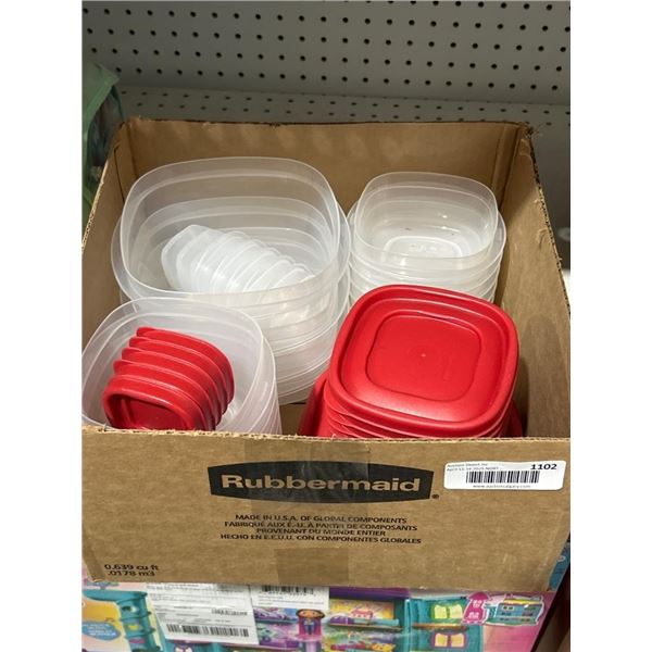 Lot of Rubbermaid Plastic Food Storage Containers with Red Lids