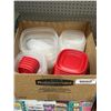 Image 1 : Lot of Rubbermaid Plastic Food Storage Containers with Red Lids