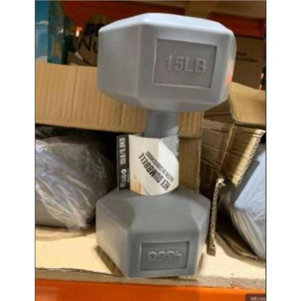 E360 Endurance Hex Rubber Dumbbell  15LB Set of 2
