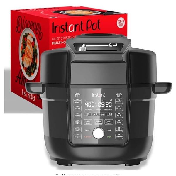 Instant Pot Duo Crisp Ultimate Lid, 13-in-1 Air Fryer and Pressure Cooker Combo, Sauté, Slow Cook, B