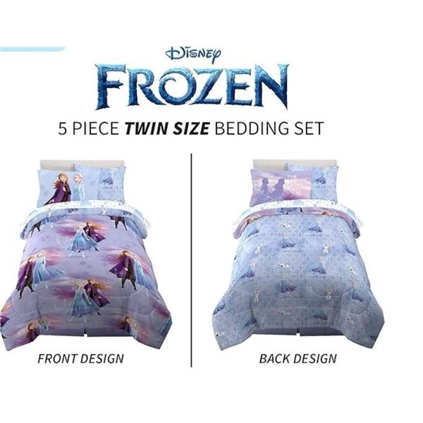 Disney Frozen 2 Bedding Super Soft Microfiber Comforter and Sheet Set with Sham, 5 Piece Twin Size