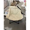 Image 1 : Folding Beige Camping Chair with Black Frame and Storage Pocket