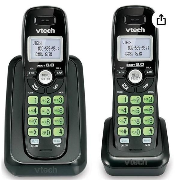 Vtech Dect 6.0 2-Handset Cordless Phone System with Caller ID, Backlit Keypad and Screen(CS6114-21),