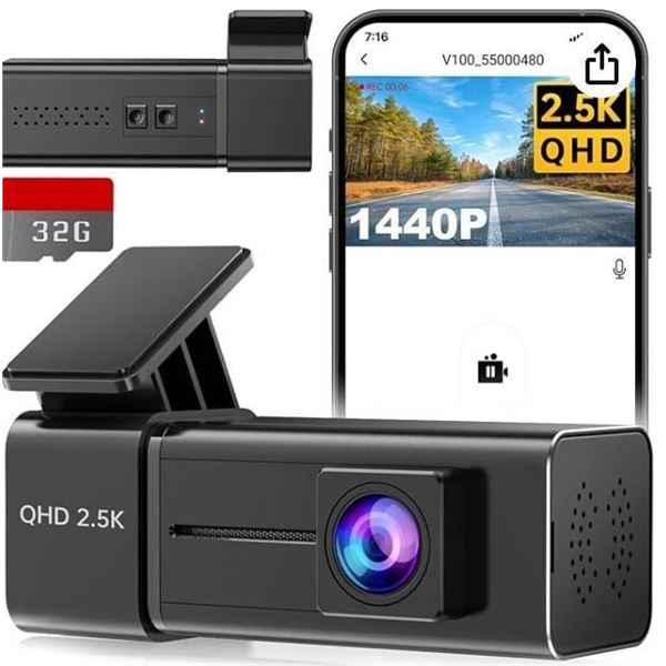 V100 2.5K Dash Camera with Input DC 5V, FCC ID 2A2F5SZ-V100