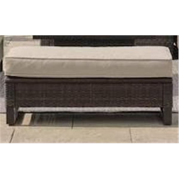 Landon & Co. Dark Brown Rattan Bench with Tan Cushion Dimensions 47.24 x 18.9 x 13.38 Inc