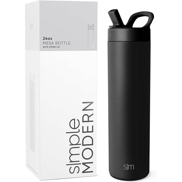 Simple Modern 24 oz Mesa Bottle With Straw Lid – Black