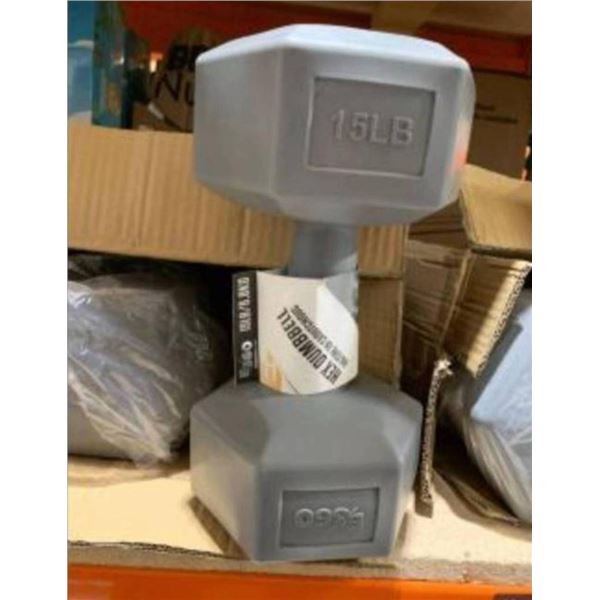 E360 Endurance Hex Rubber Dumbbell  15LB Set of 2