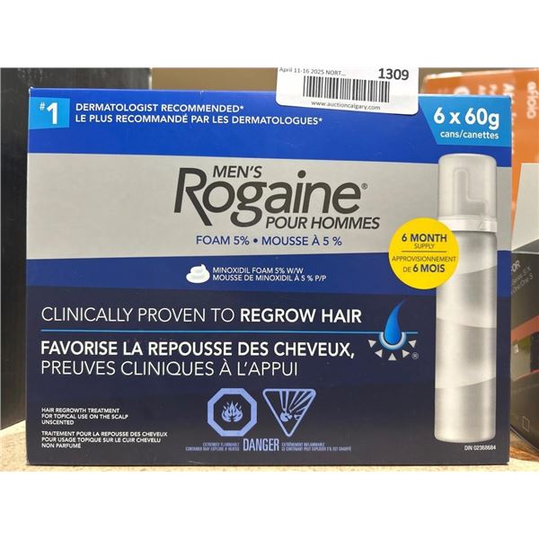 Men’s Rogaine 5 Percent Minoxidil Foam, 6 x 60g