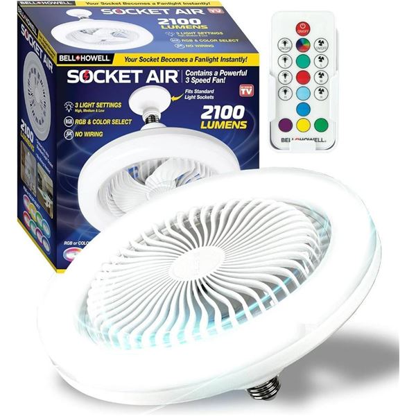 Bell & Howell Socket Air Light with 3-Speed Fan and RGB Color Modes