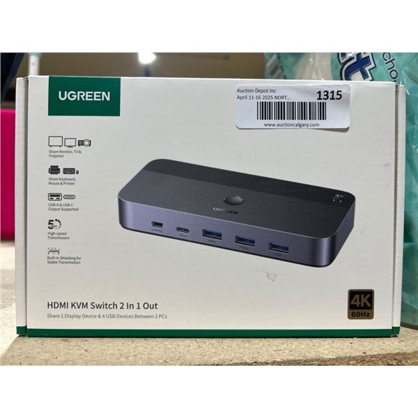 UGREEN HDMI KVM Switch 2 in 1 Out, 4K 60Hz Support